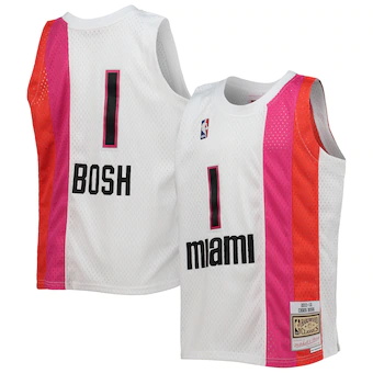 youth mitchell and ness chris bosh white miami heat 2011 12-475